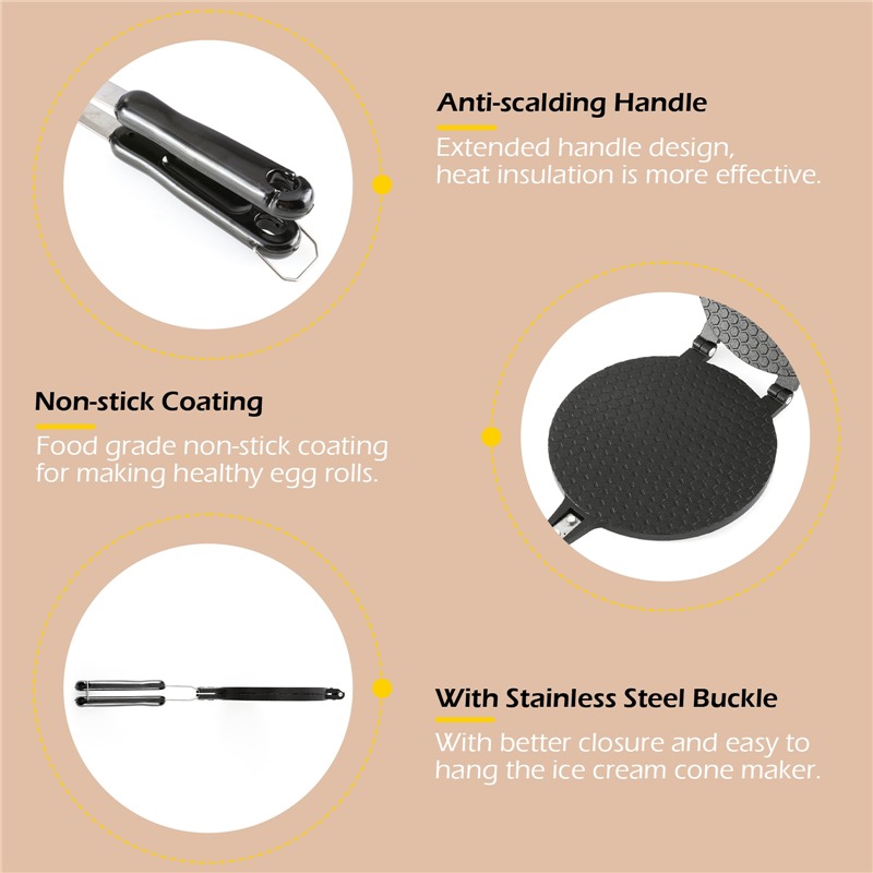 Gaufrier antiadhésif 22cm, rou - Waffle Cone Maker avis et prix